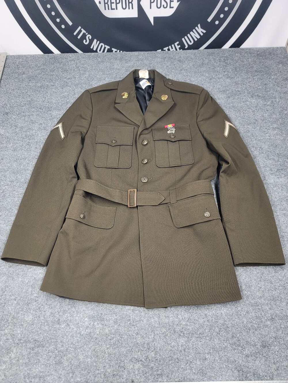 Flying Cross Army AGSU Service Coat 40R-A Army Dress Coat With Patches & Pins
